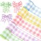 Spring Wired Edge Ribbon 30 Yards Pastel Buffalo Plaids Craft Ribbon Light Blue Yellow Pink Purple Green Decorative Fabric Ribbon for Easter Wreath Bow Making DIY Crafts Wrapping, 5 Roll